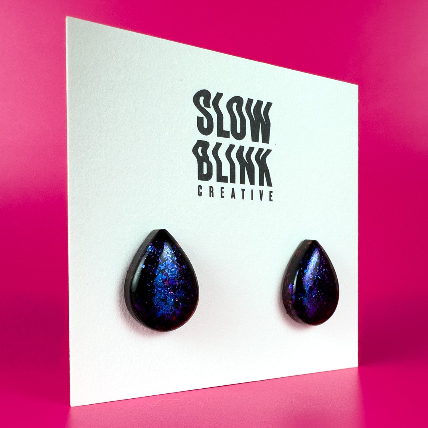 Iridescent Blue/Purple & Black Teardrop Earrings