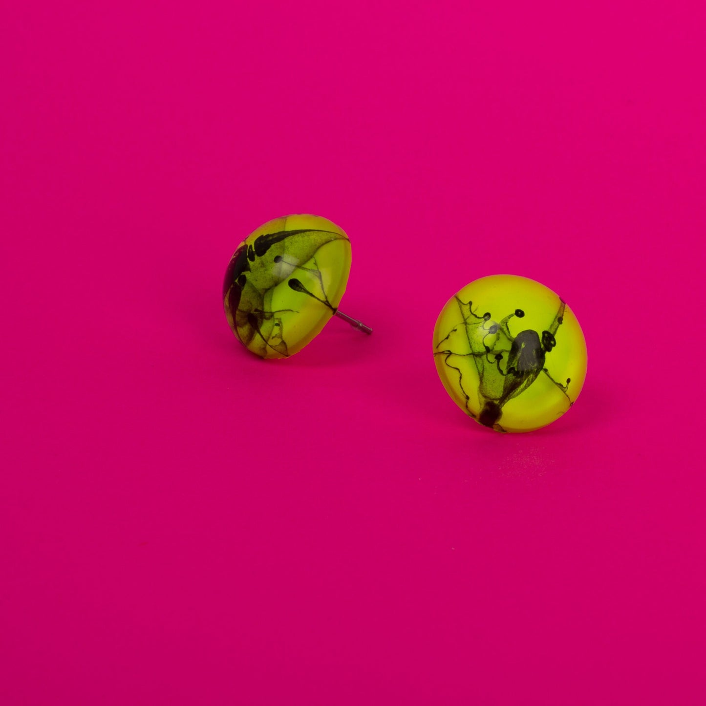 80s Neon Earrings / Yellow + Black