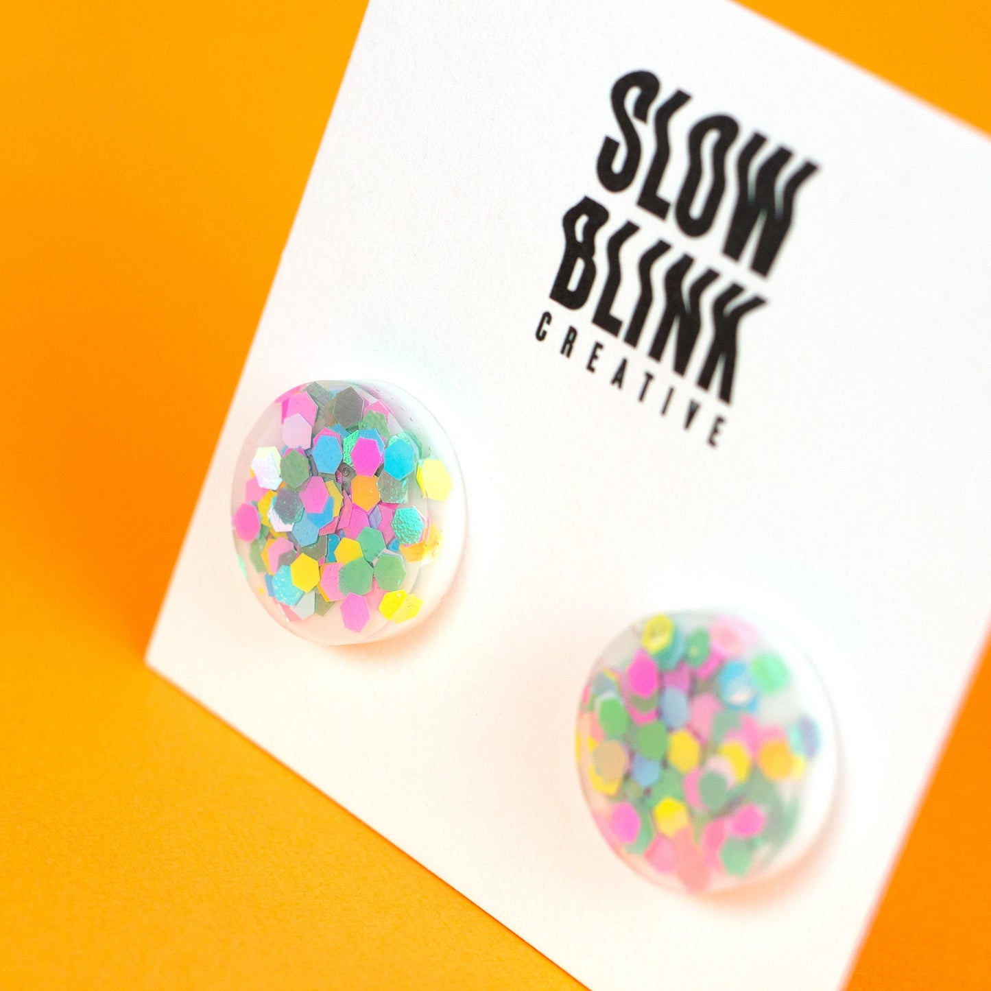 Iridescent Rainbow Confetti Earrings