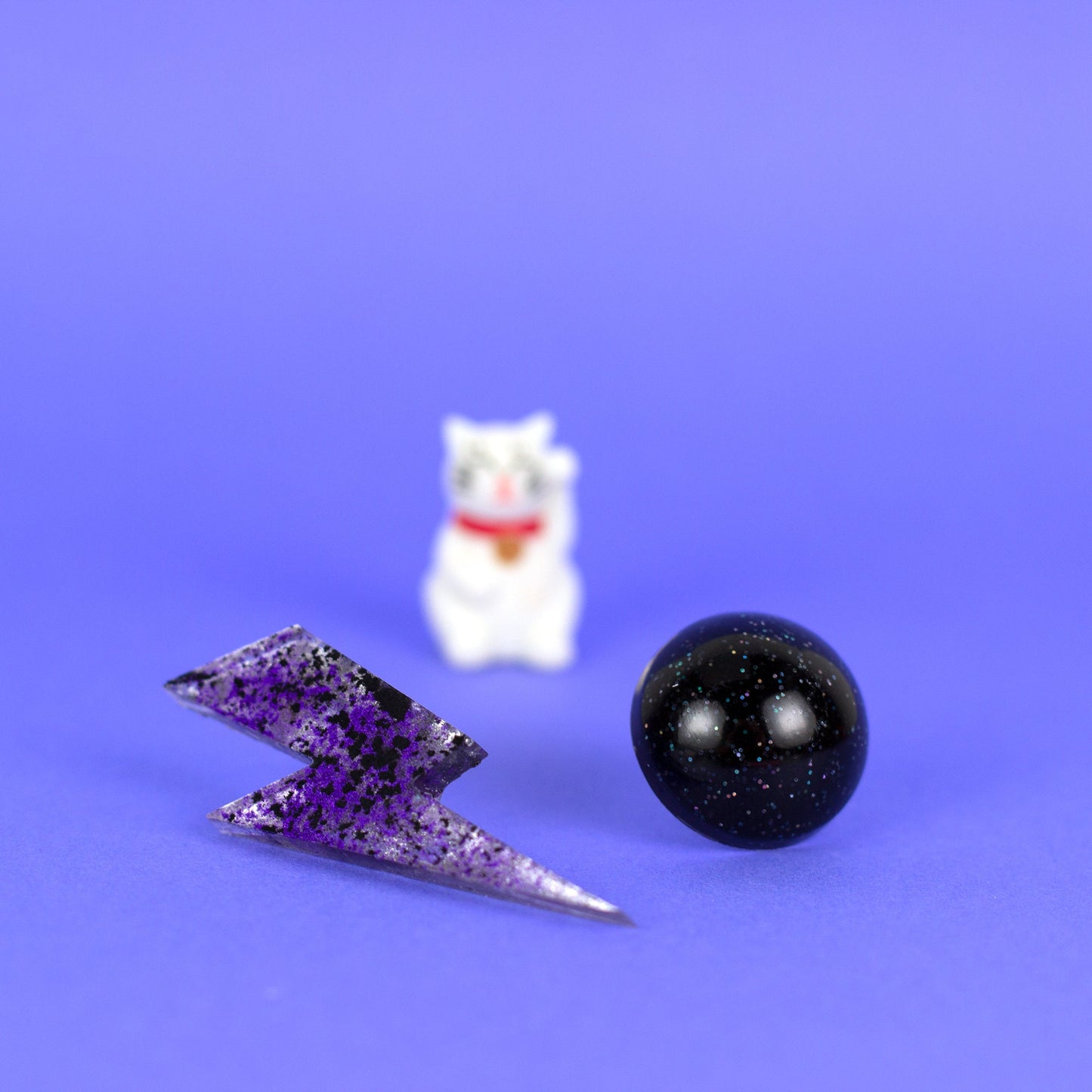 Lightning Bolt + Circle Mismatched Earrings