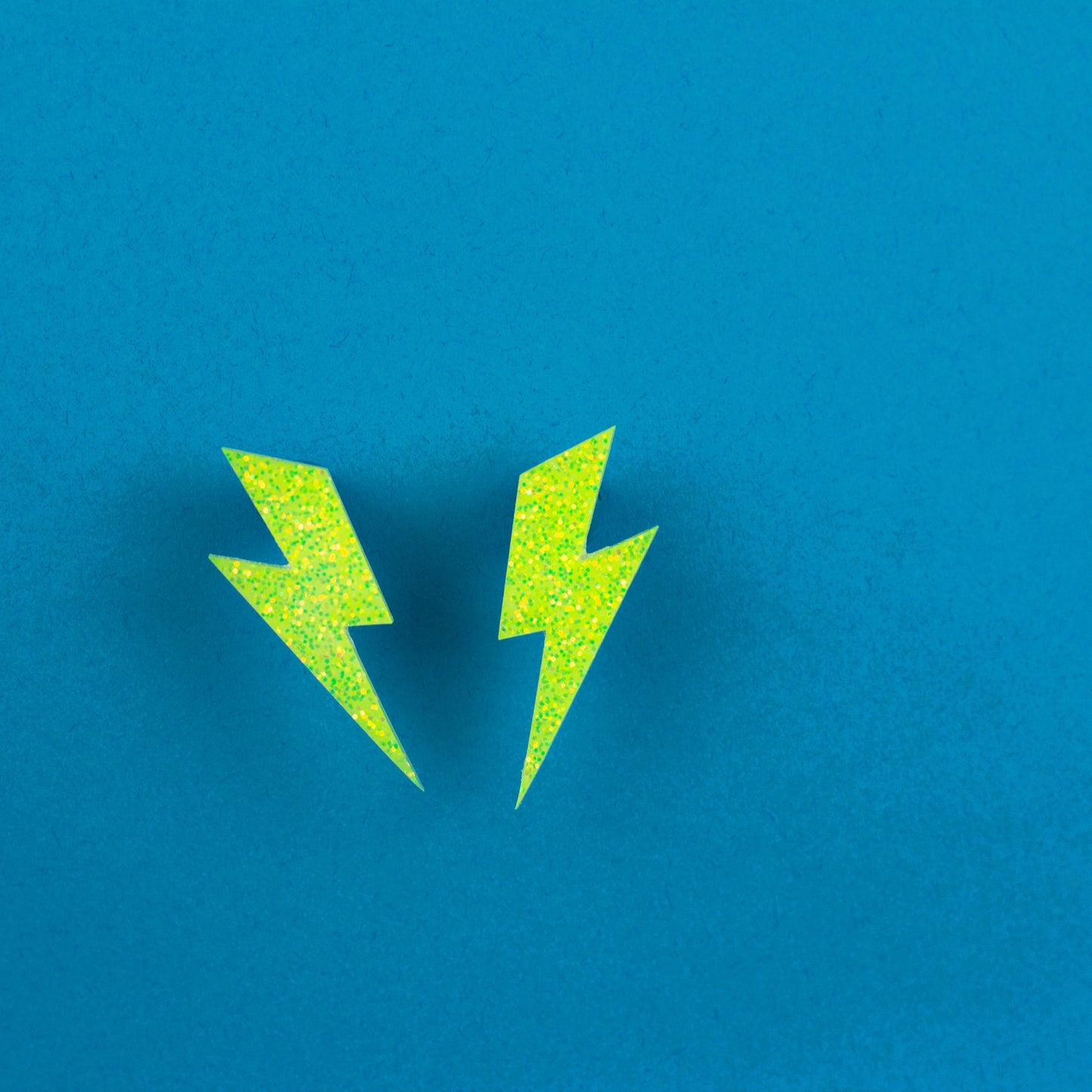 Medium Yellow Iridescent Glitter Lightning Bolts