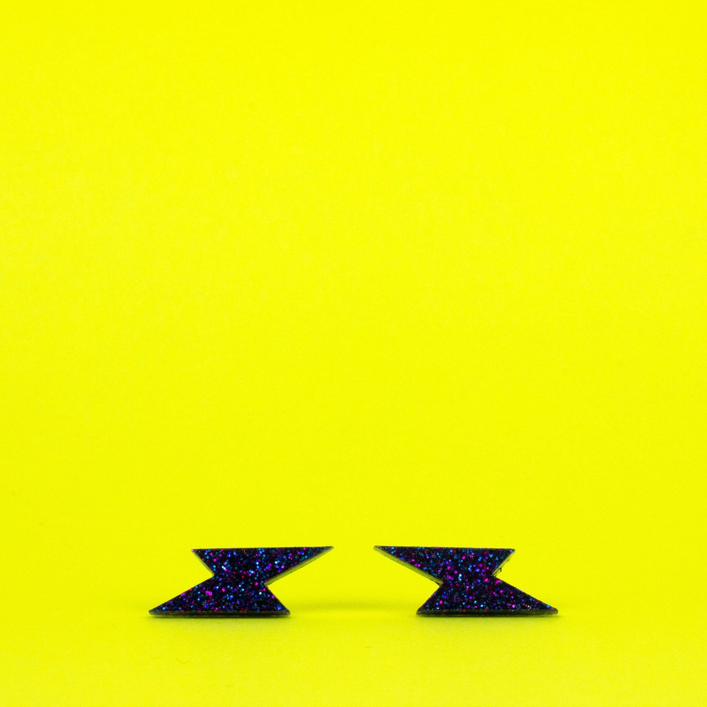 Small Purple Glitter Lightning Bolt Earrings