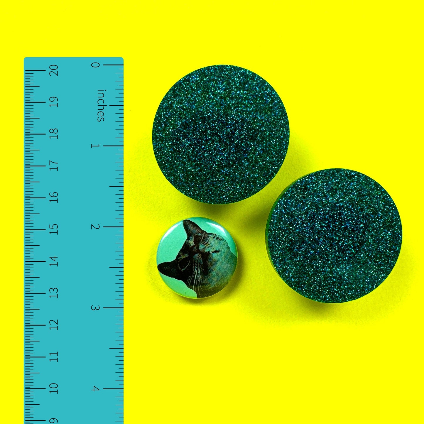 Teal Glitter Statement Earrings