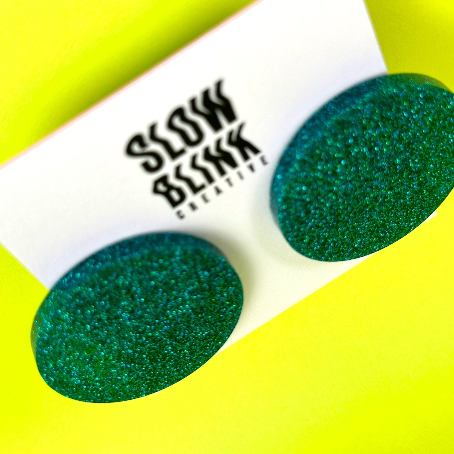 Teal Glitter Statement Earrings
