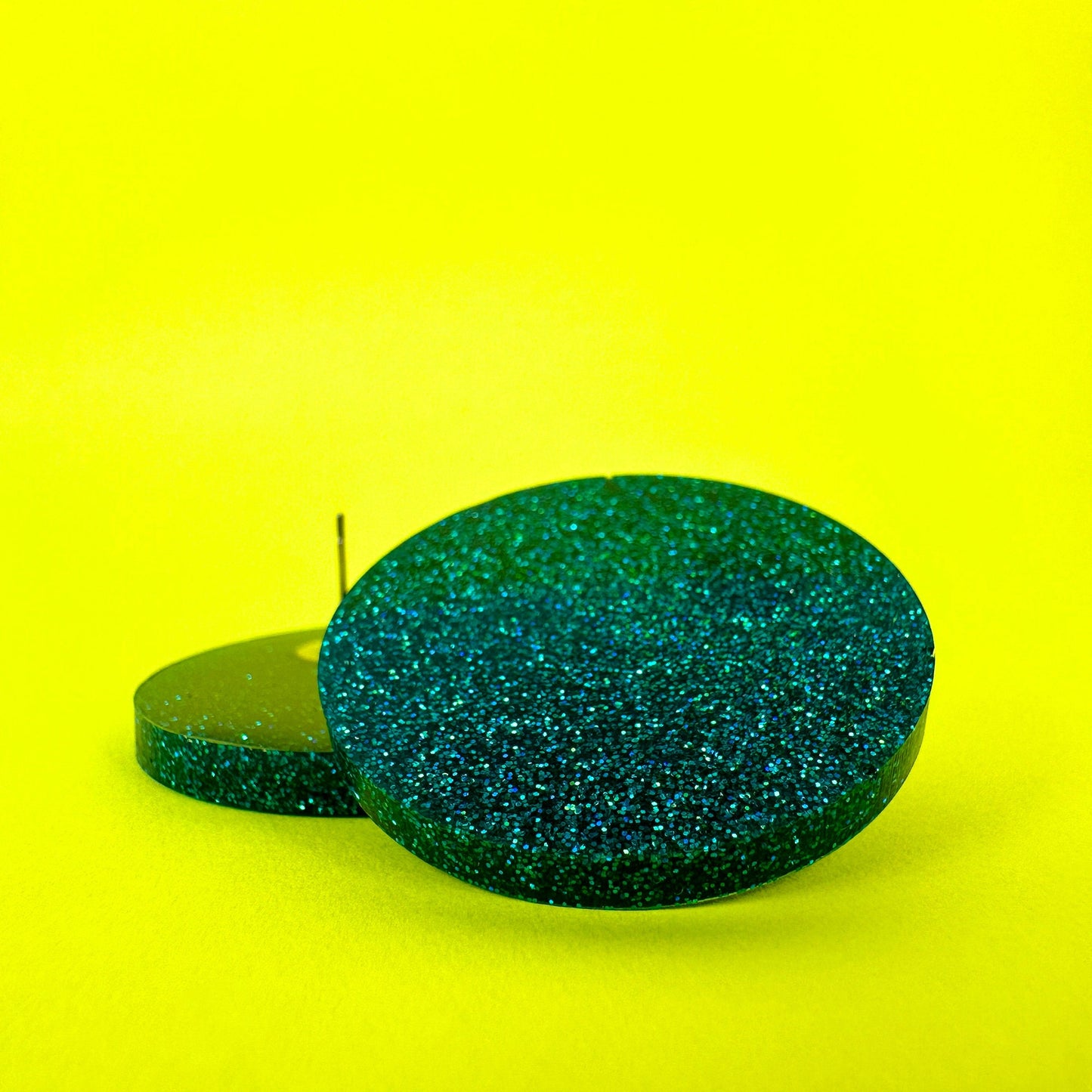 Teal Glitter Statement Earrings
