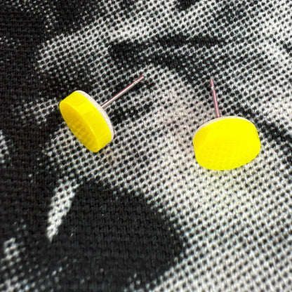 Neon Yellow Unisex Stud Earrings