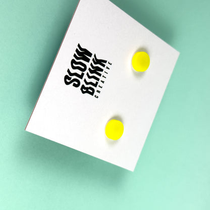 Neon Yellow Unisex Stud Earrings