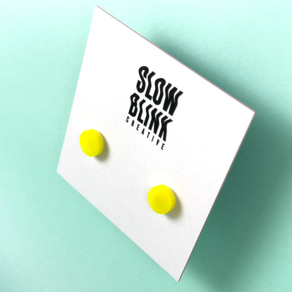 Neon Yellow Unisex Stud Earrings