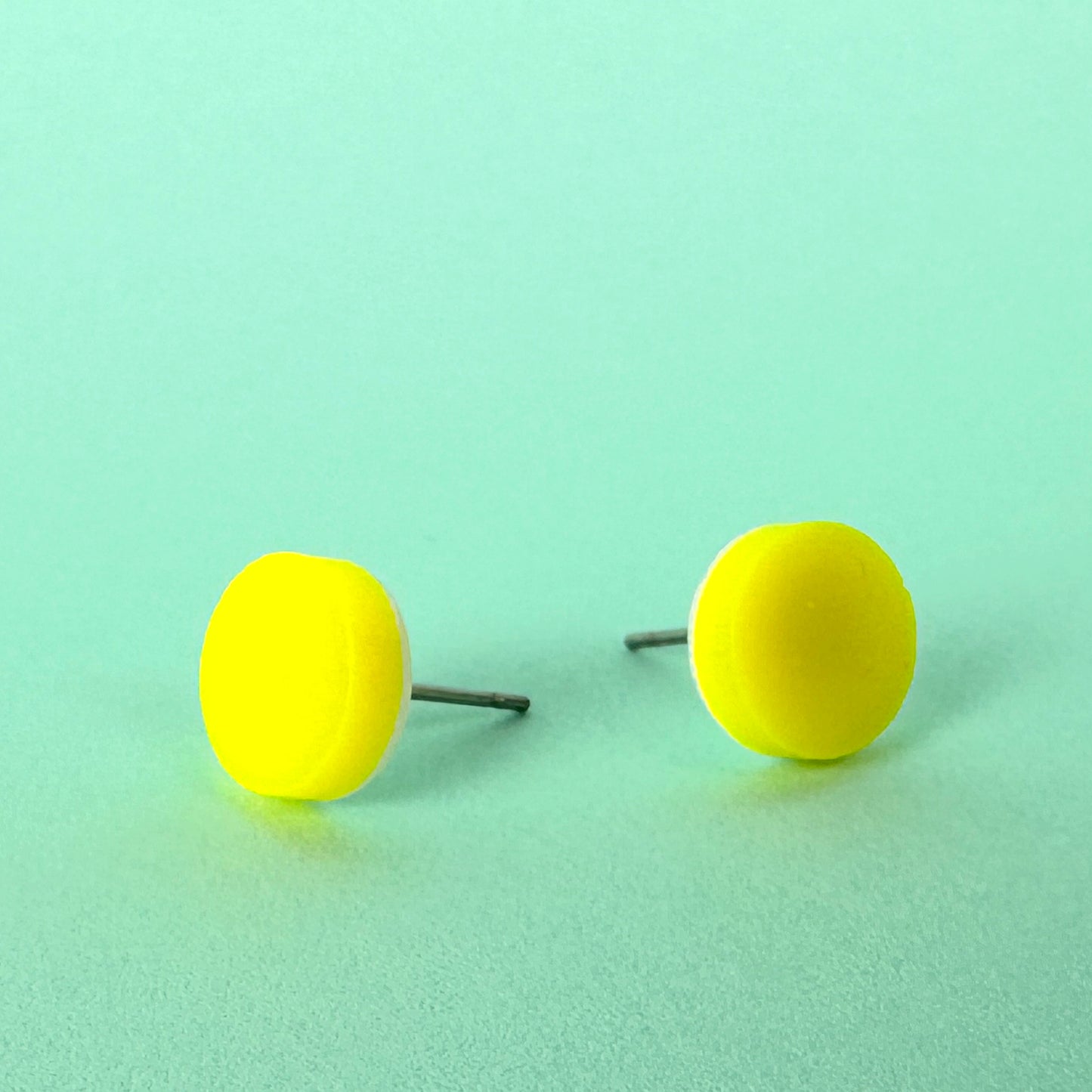 Neon Yellow Unisex Stud Earrings