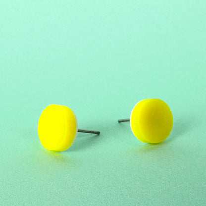 Neon Yellow Unisex Stud Earrings