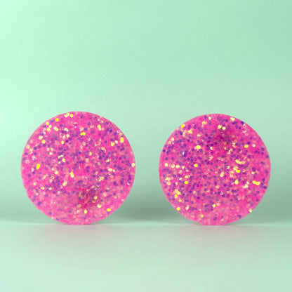 Pink Glitter Statement Earrings