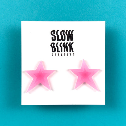 Glow In The Dark Star Earrings / Pink (Glows White)