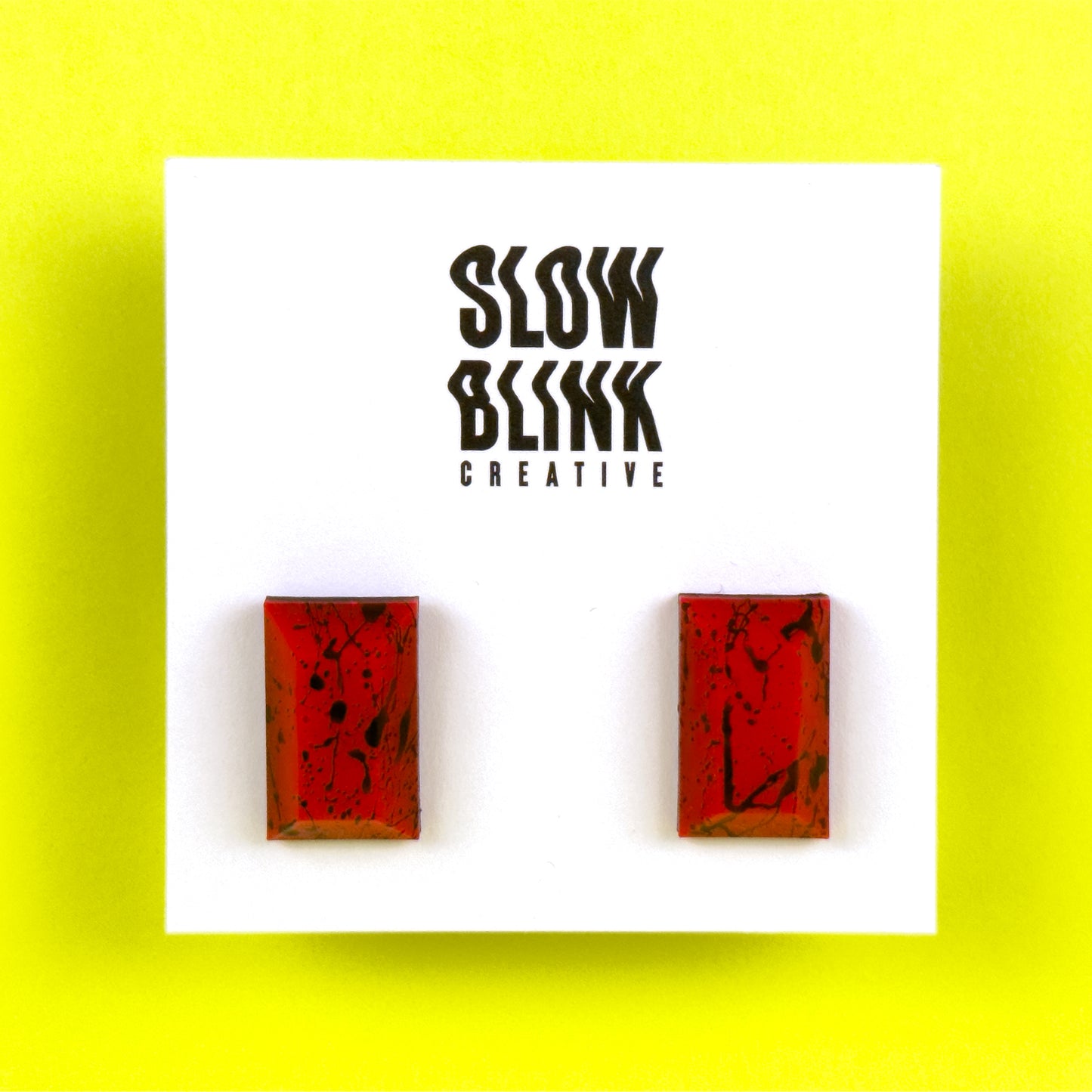 Neon Red Splatter Matte Studs