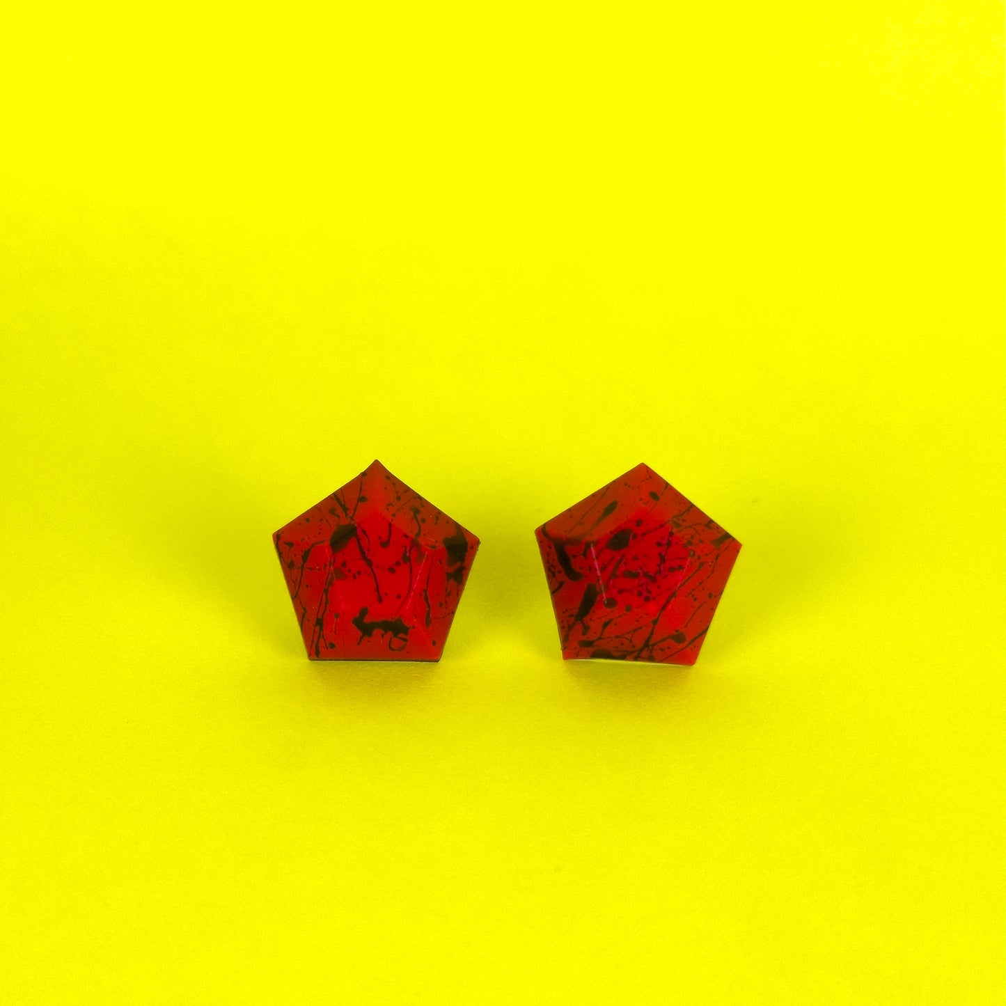 Neon Red Splatter Matte Studs