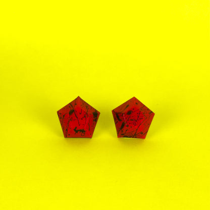 Neon Red Splatter Matte Studs