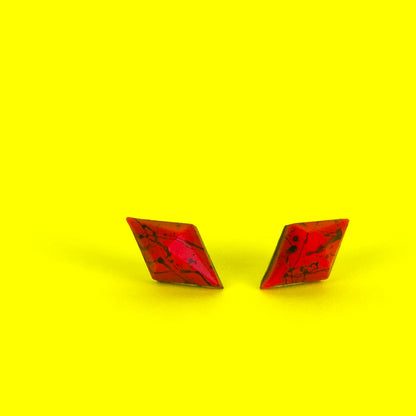 Neon Red Splatter Matte Studs