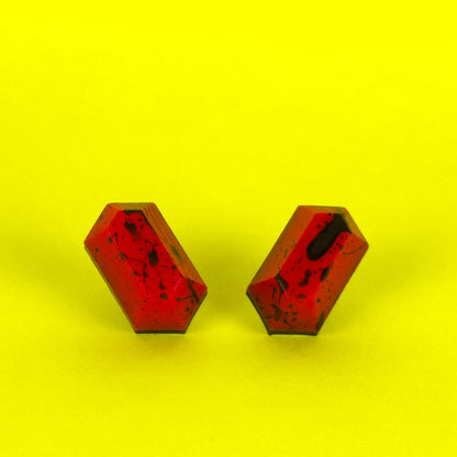 Neon Red Splatter Matte Studs