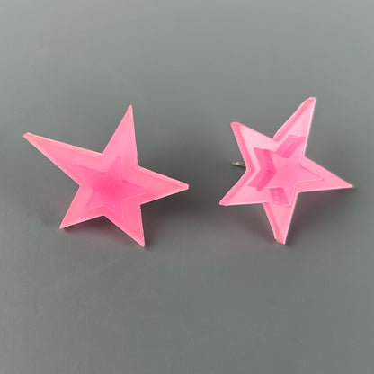 Glow In The Dark Star Earrings / Pink (Glows White)