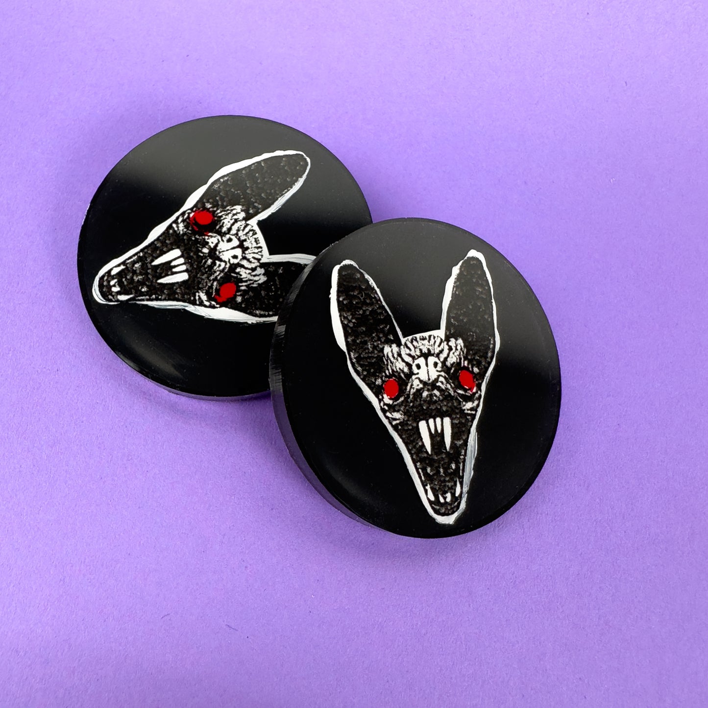 Vampire Bat Disc Earrings