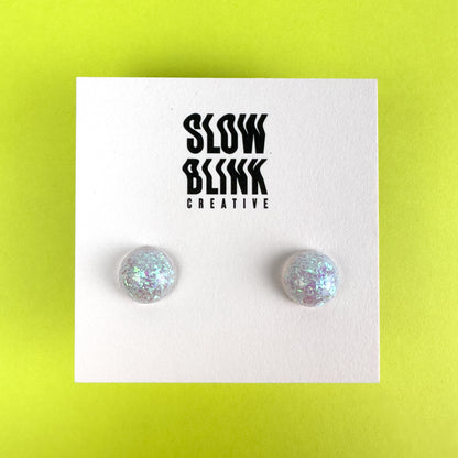 Iridescent White Earrings