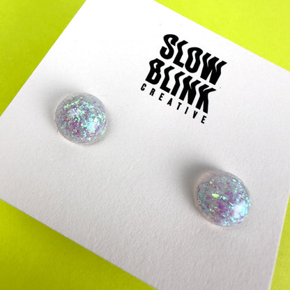 Iridescent White Earrings