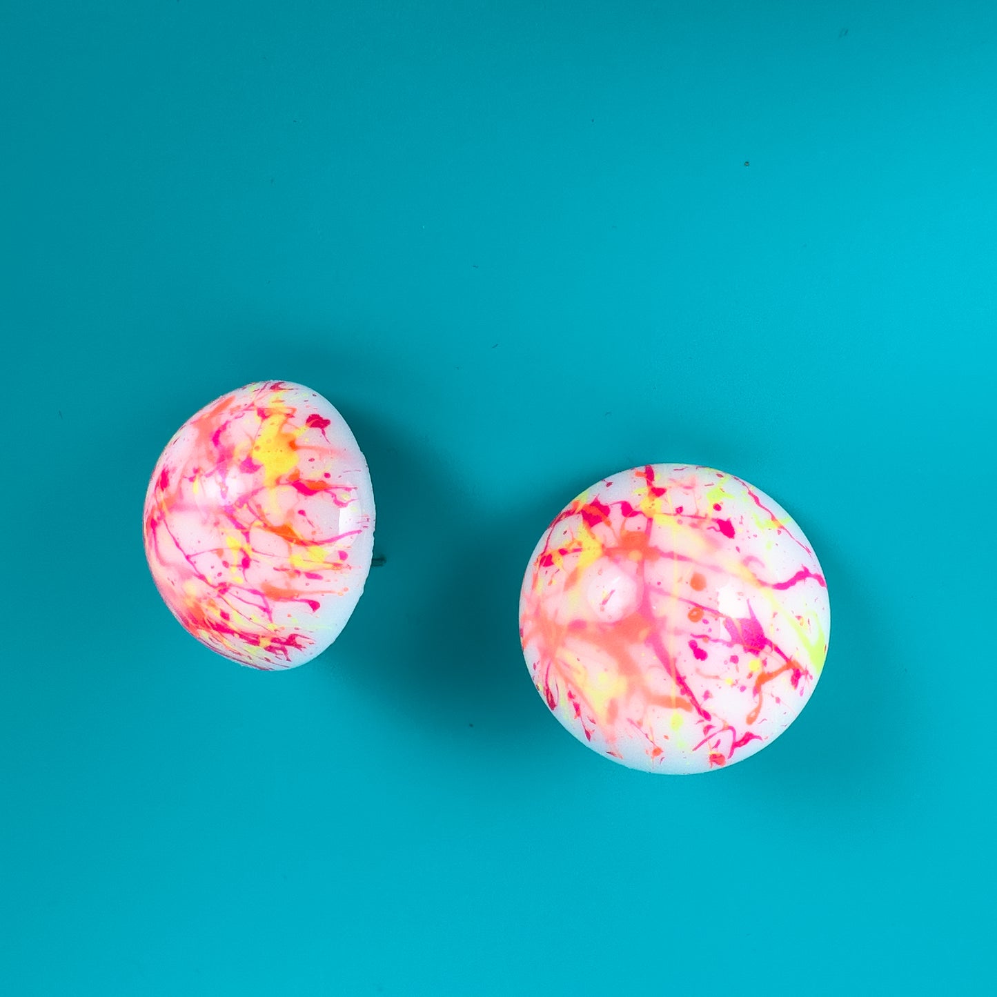 Neon Pink, Yellow + Orange Splatter Earrings