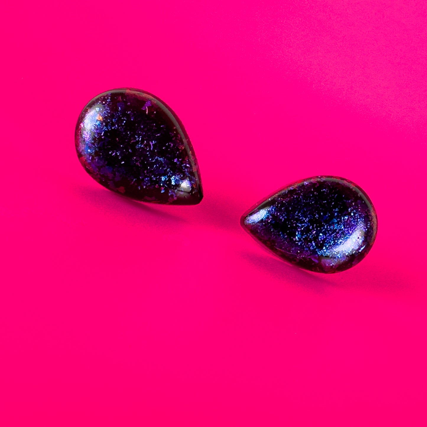 Iridescent Blue/Purple & Black Teardrop Earrings