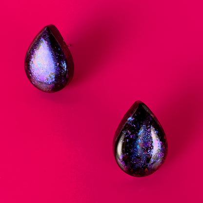 Iridescent Blue/Purple & Black Teardrop Earrings