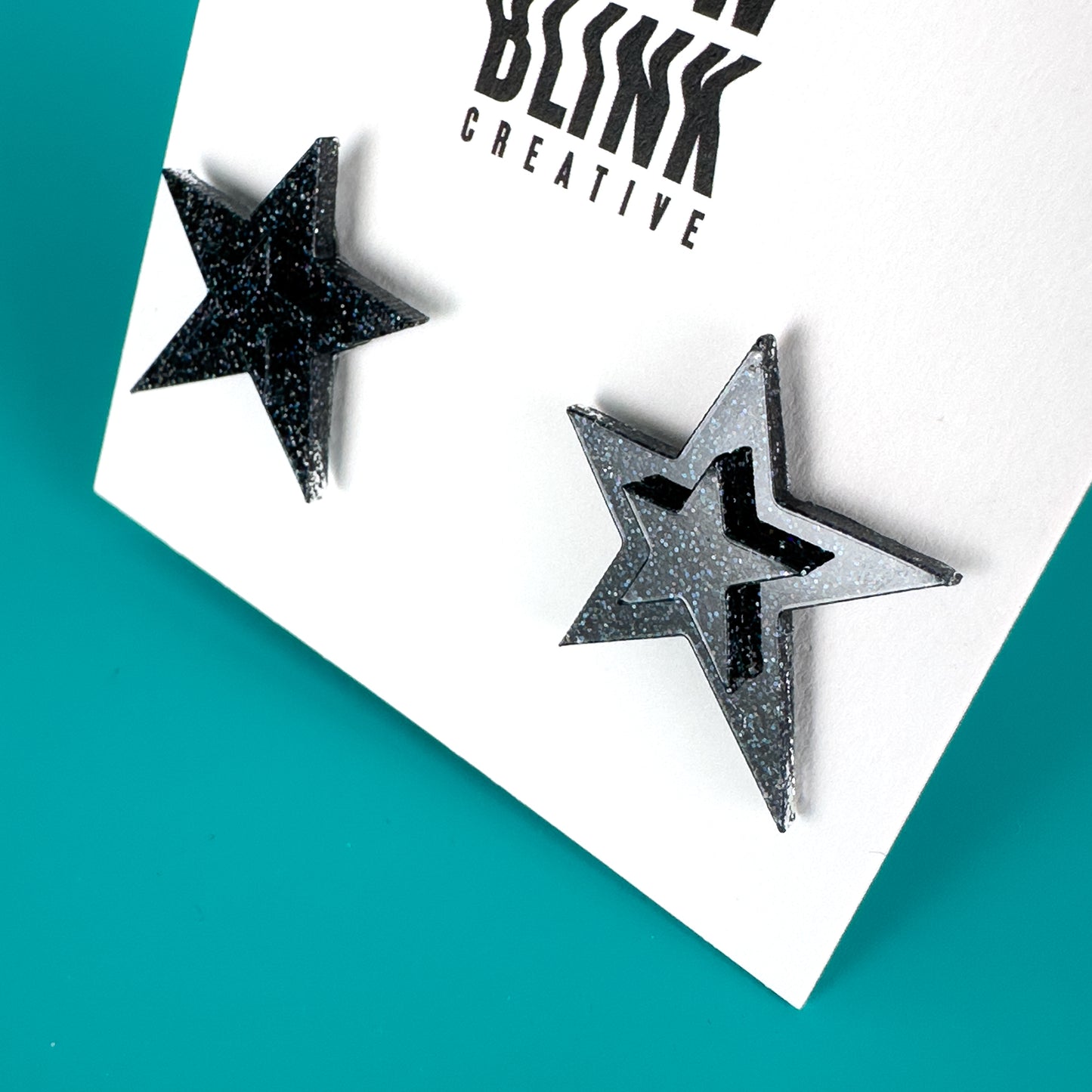 Black Glitter Star Earrings Earrings