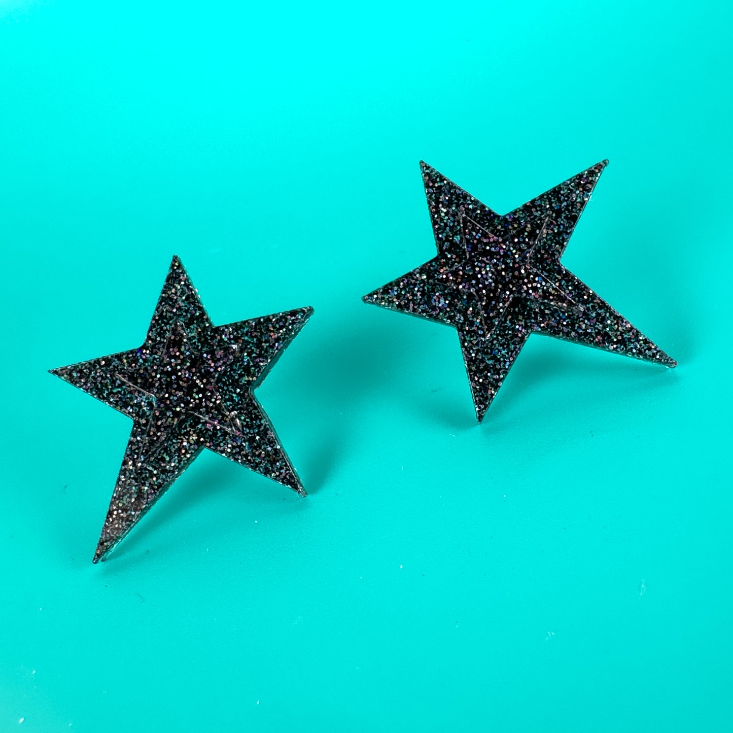 Black Glitter Star Earrings Earrings