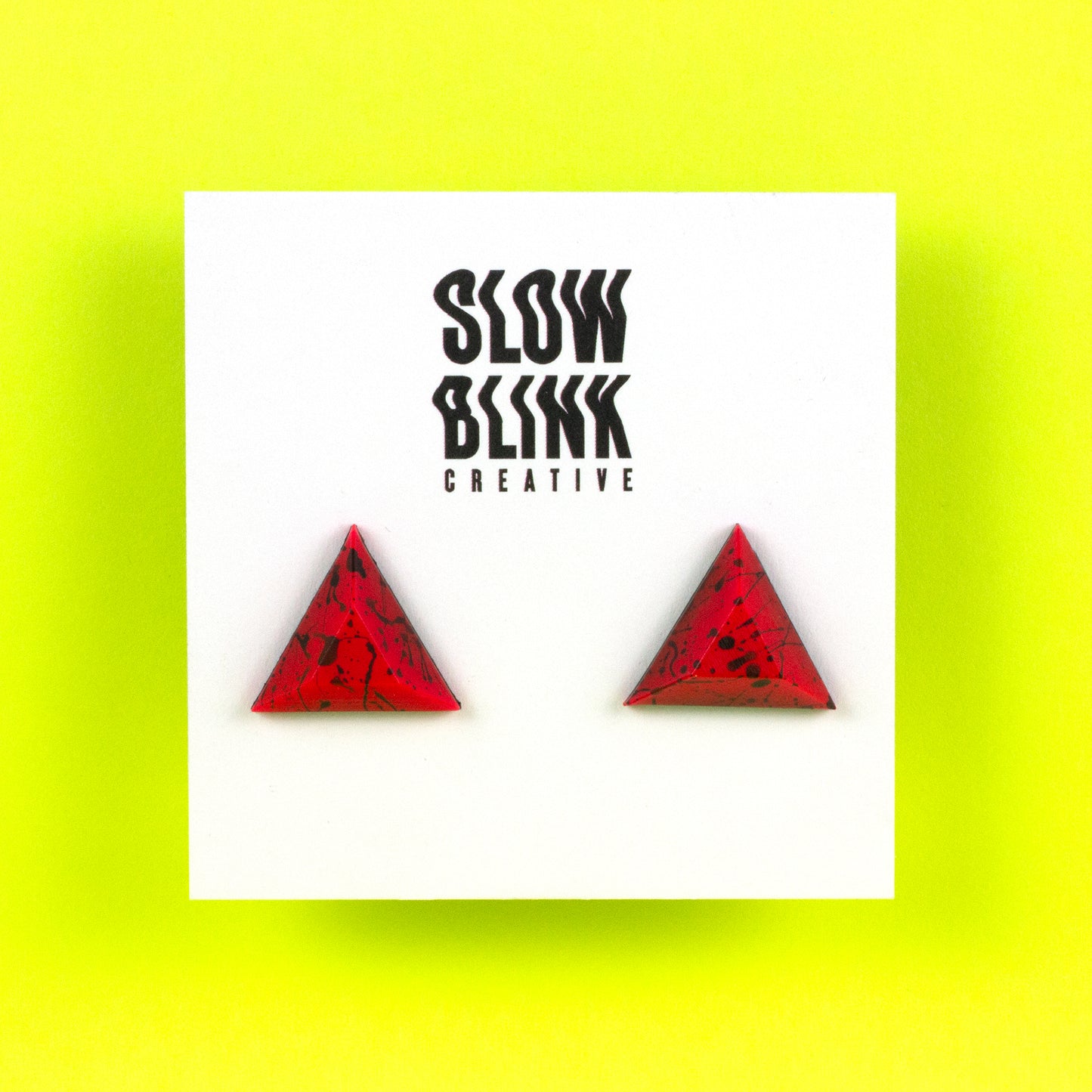 Neon Red Splatter Matte Studs