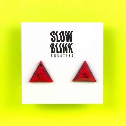 Neon Red Splatter Matte Studs