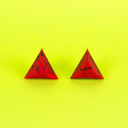 Neon Red Splatter Matte Studs