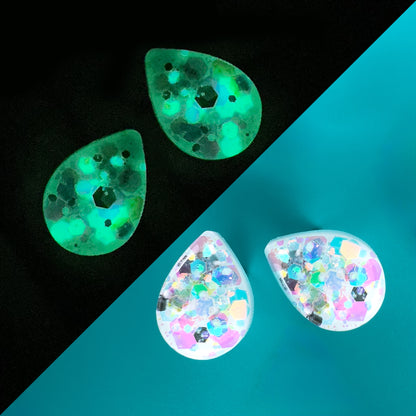 Glow In The Dark Teardrop Glitter Earrings