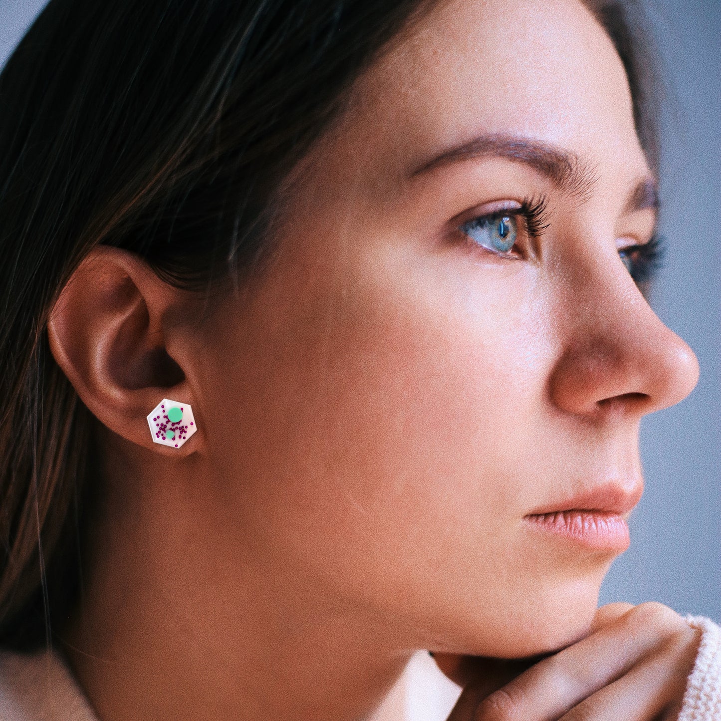 Hand Painted Hexagon Earrings