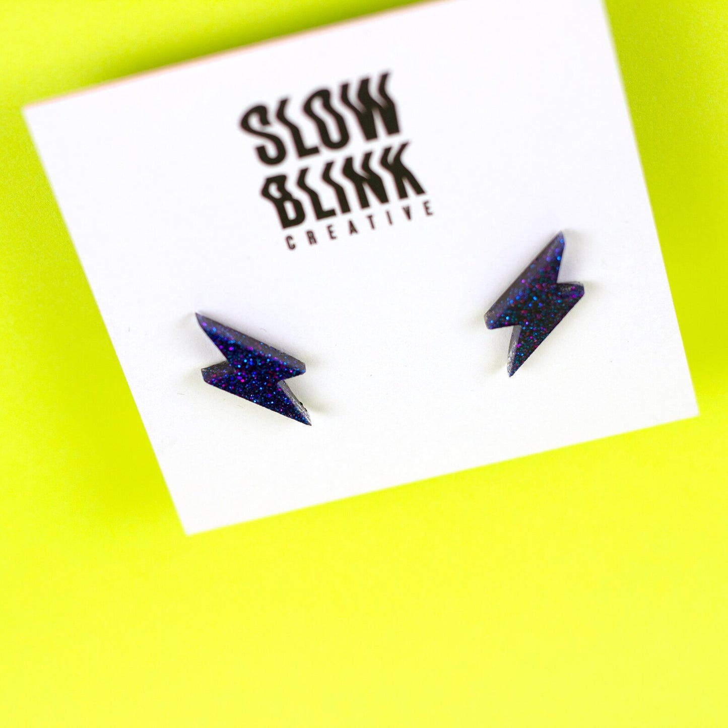 Small Purple Glitter Lightning Bolt Earrings