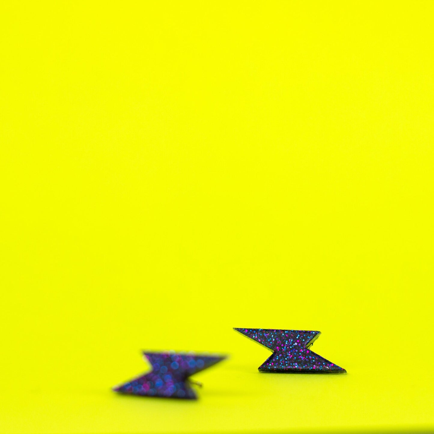 Small Purple Glitter Lightning Bolt Earrings