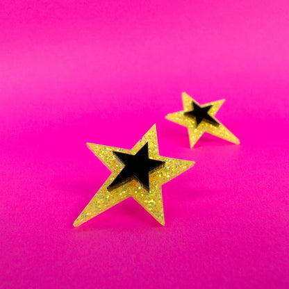 Neon Glitter Star Earrings