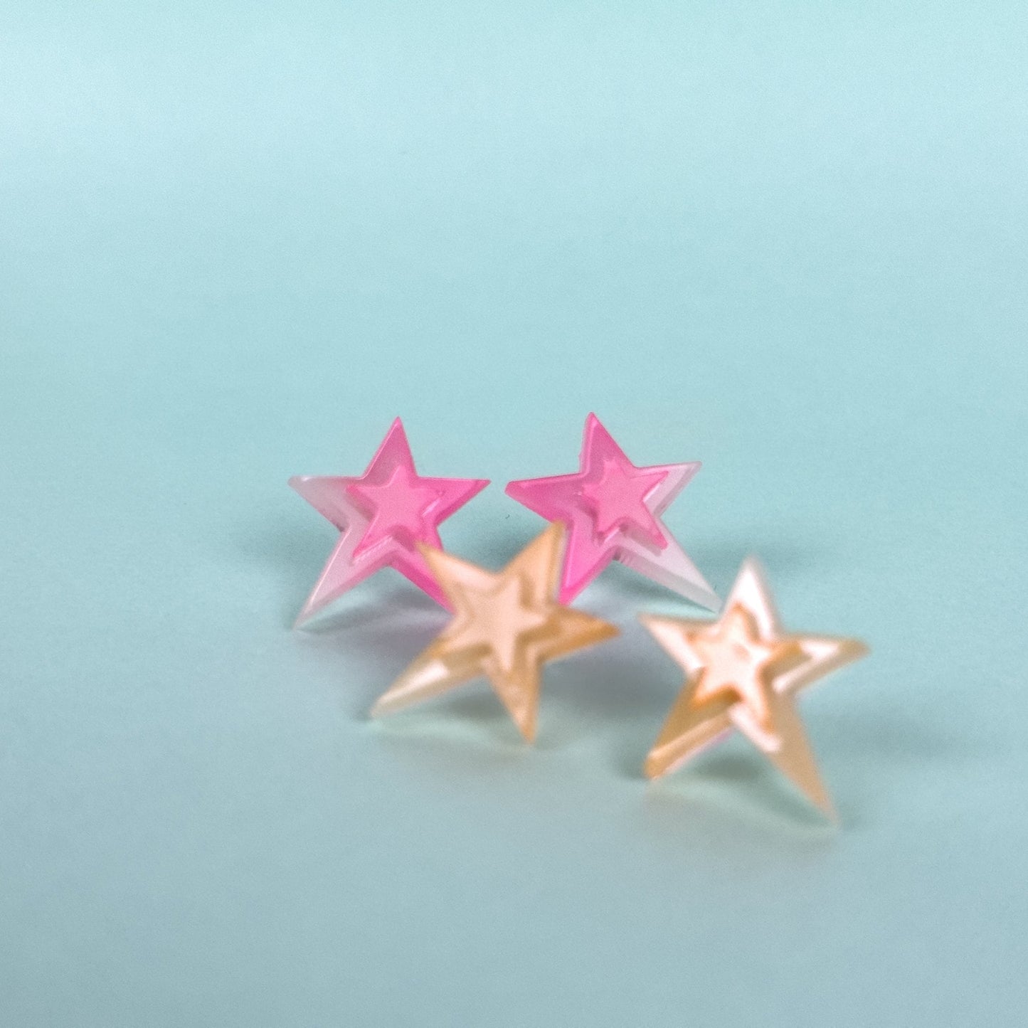 Glow In The Dark Creamsicle Star Earrings