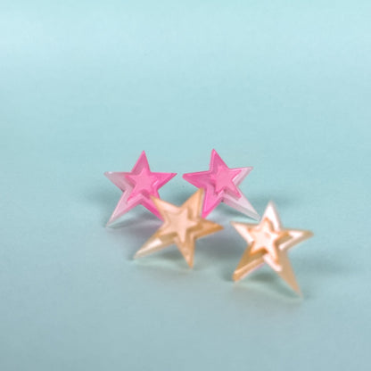 Glow In The Dark Creamsicle Star Earrings