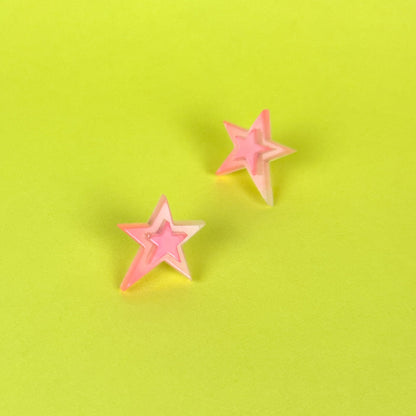 Glow In The Dark Creamsicle Star Earrings