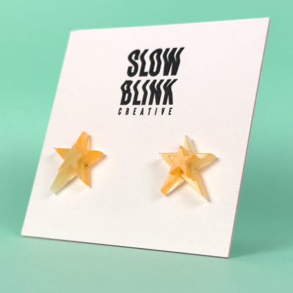 Glow In The Dark Creamsicle Star Earrings