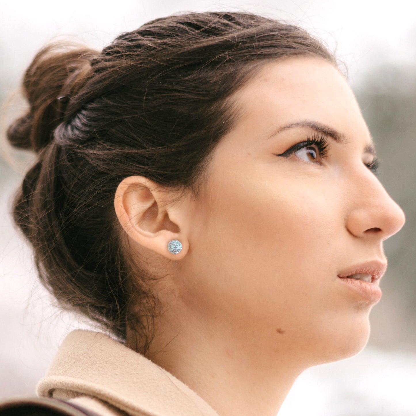 Iridescent White Earrings