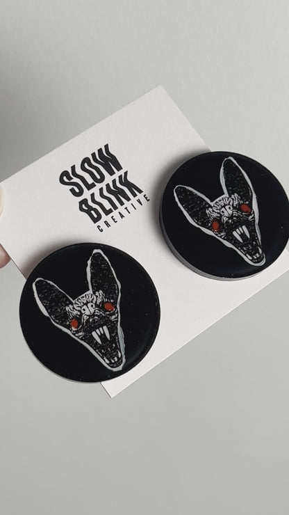 Vampire Bat Disc Earrings