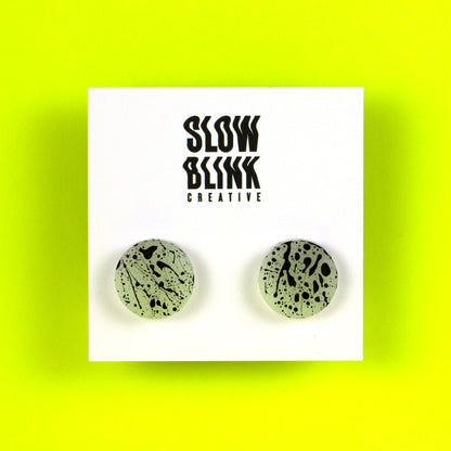 White + Black Glow In The Dark Earrings (Glows Green/Yellow)