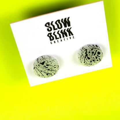 White + Black Glow In The Dark Earrings (Glows Green/Yellow)