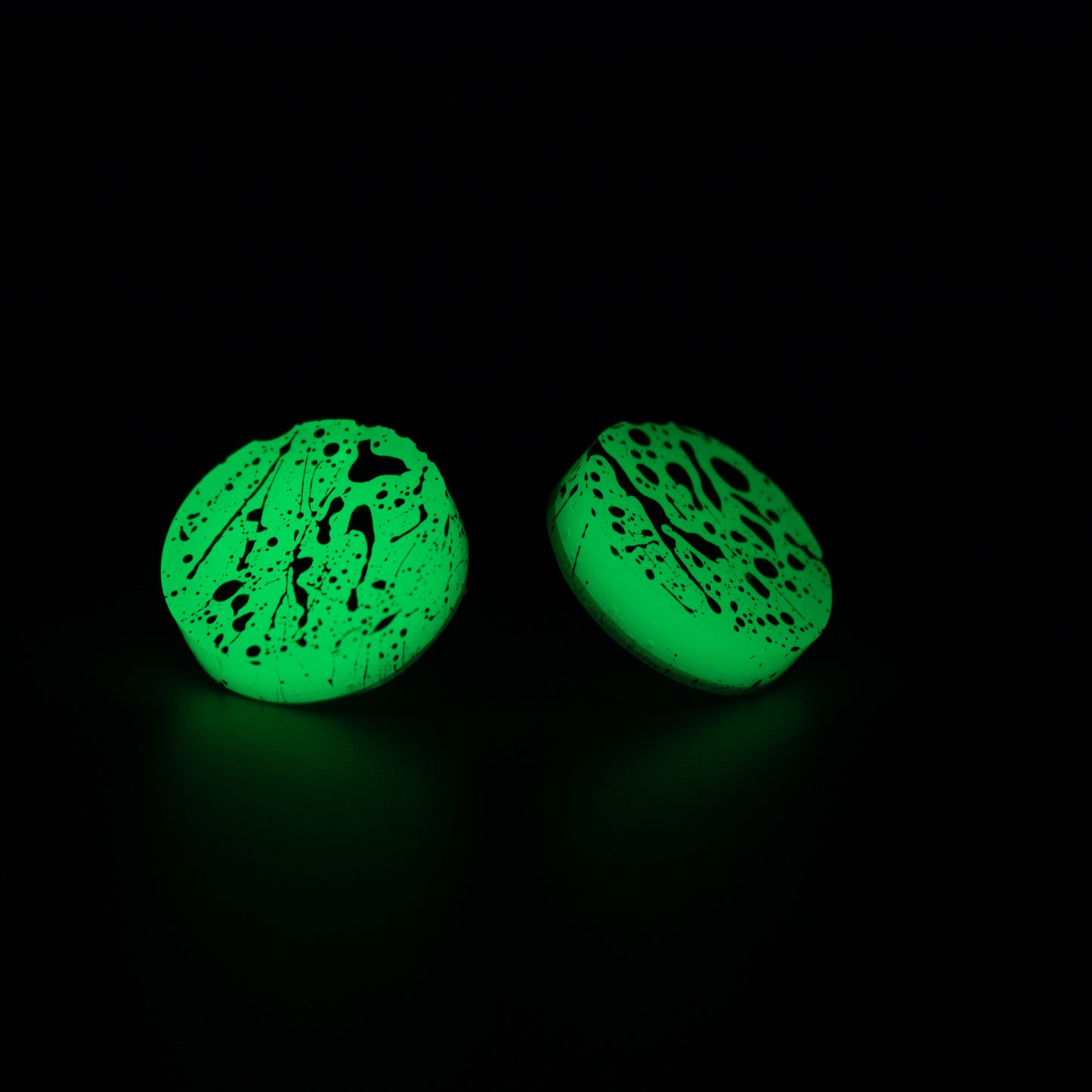 White + Black Glow In The Dark Earrings (Glows Green/Yellow)