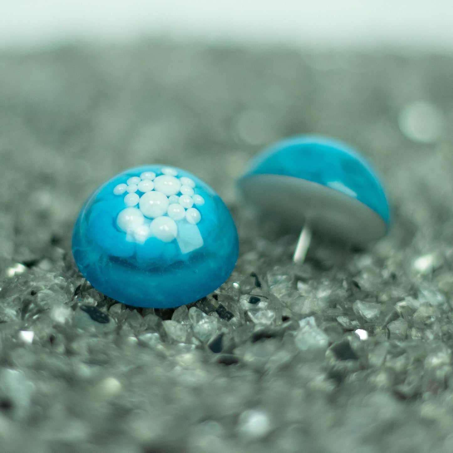 Blue Statement Earrings with Faux Pearls