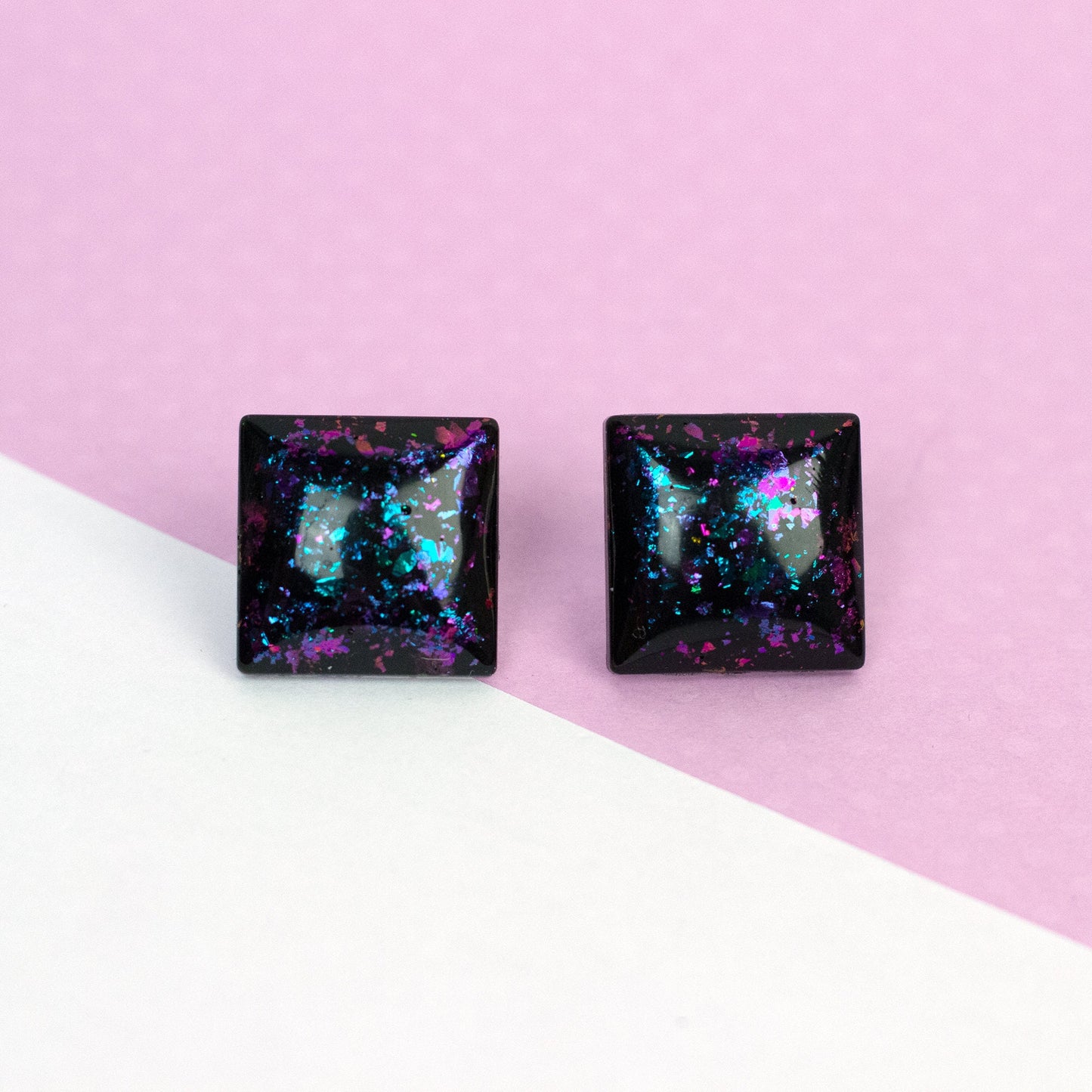 Iridescent Square Retro Earrings