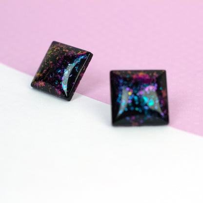 Iridescent Square Retro Earrings